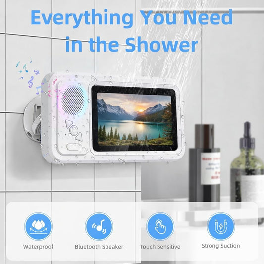Waterproof Shower Phone Holder with Bluetooth Speaker