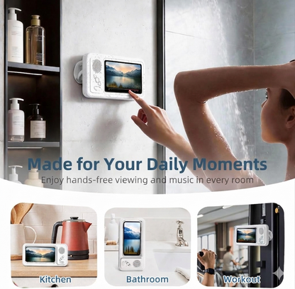 Waterproof Shower Phone Holder with Bluetooth Speaker